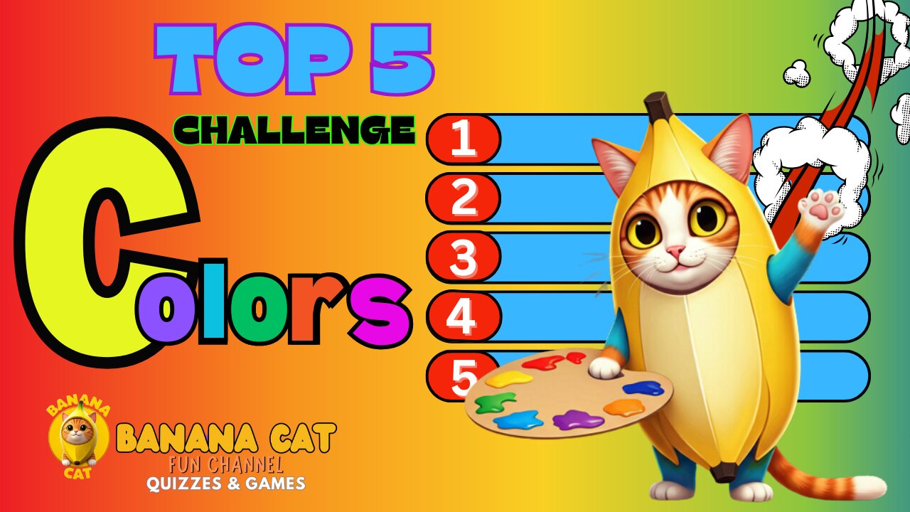 Colors Top 5 Challenge 🌈 | Quiz Game | Brian Break | Banana Cat | Find the Odd One Out | 🌈❤️▶️ 🍌🐱