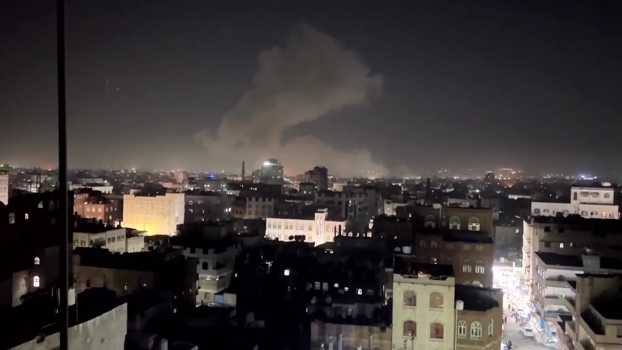 Smoke rises after Houthi media report U.S. airstrikes on Sanaa