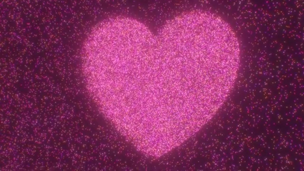 1225. Bright Glowing Pink Heart Made Of Tiny Glittering Neon Sparkle