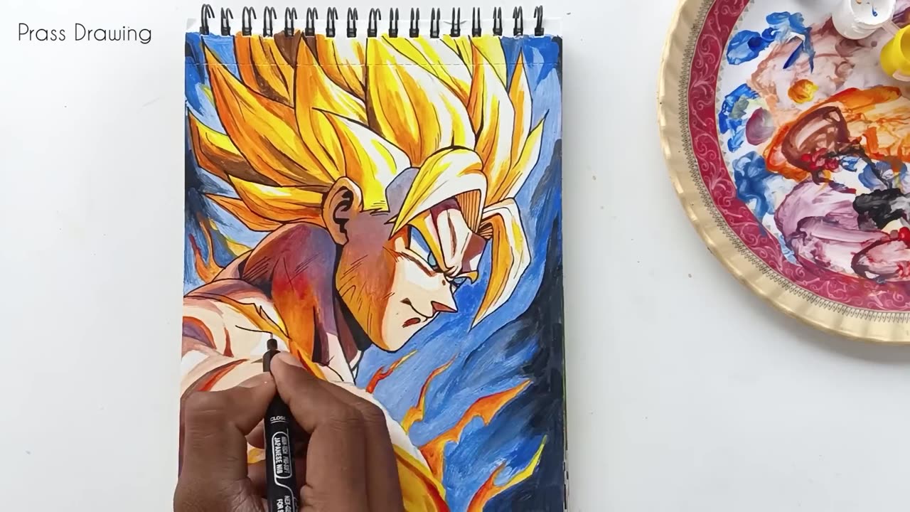 Pro Level Drawing Of Goku With Cheapest watercolour.