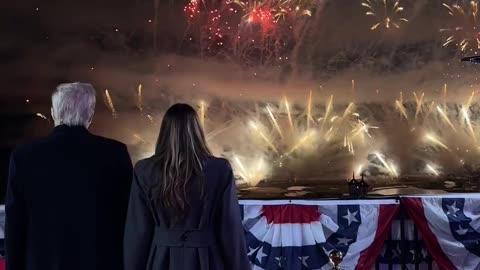 DONALD TRUMP ENJOYING HIS WELCOME BACK FIREWORK SHOW!