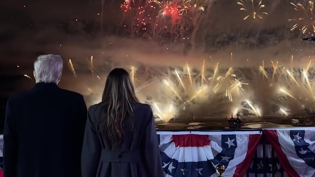 DONALD TRUMP ENJOYING HIS WELCOME BACK FIREWORK SHOW!