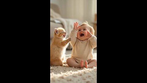 Cute cat & baby