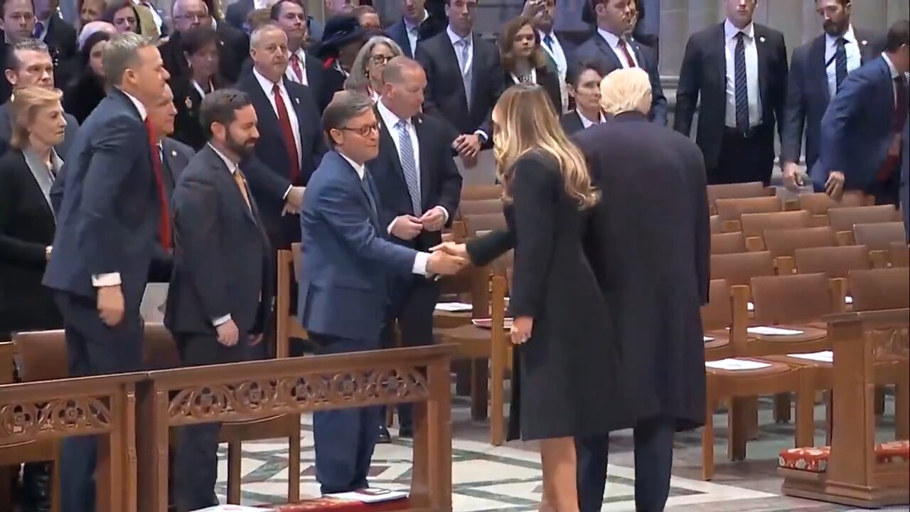 President Trump and Vice President Vance arrive at the National Prayer Service