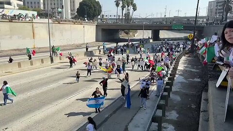 Protesters seized the 101 Freeway near downtown Los Angeles in opposition to Trump’s deportations