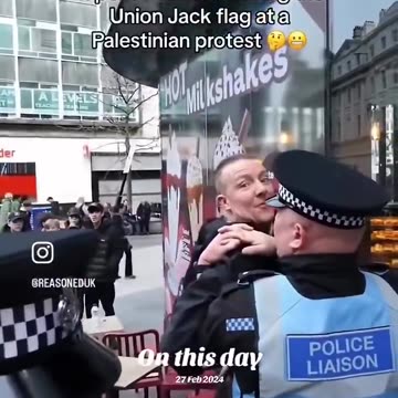 The political police under comrade Starmer arresting a man for waving a Union