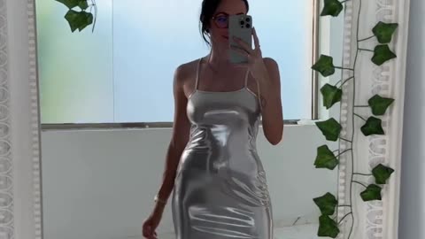 This metallic dress looks so good in daylight #outfitoftheday #shortsfeed #bikini #tryonhaul2024