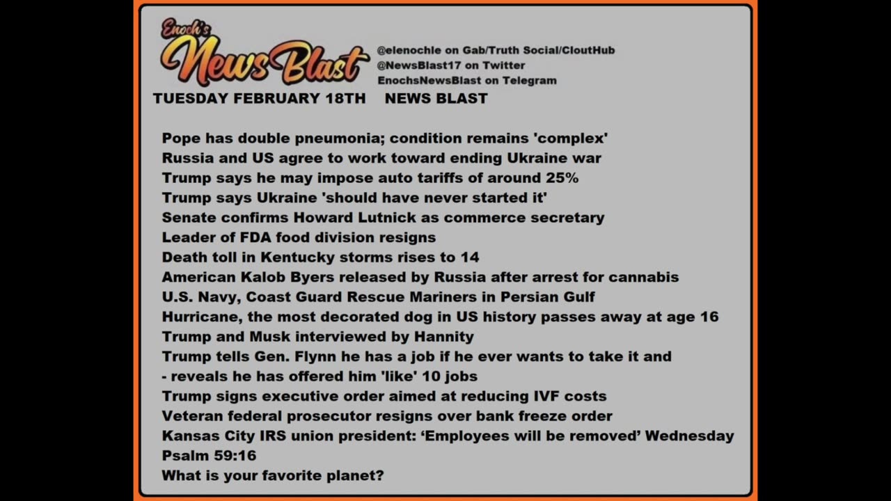 Tuesday Febuary 18,2025 News Blast