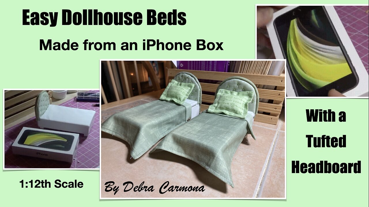 Making Tufted Beds From an iPhone Box for Dollhouse