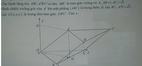 Toán 12: Cho hình lăng trụ ABC.A'B'C' có đáy ABC là tam giác vuông tại A, AB=1, AC=√3. Hình chiếu