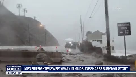 LAFD firefighter recalls escaping car swept into ocean by mudslide