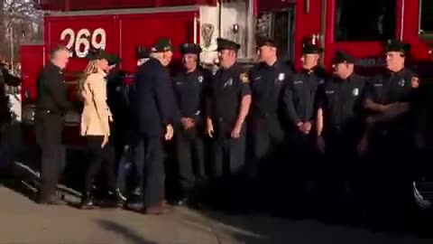 President Trump engages with firefighters in Pacific Palisades as part of LA, California visit.