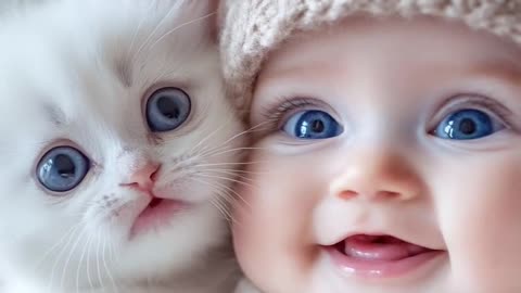 Baby and cat video