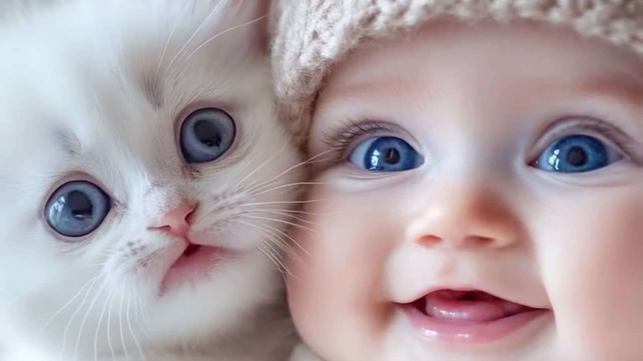 Baby and cat video