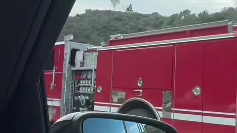 Fire trucks coming down from Northern California, Placer Hills near Sacramento