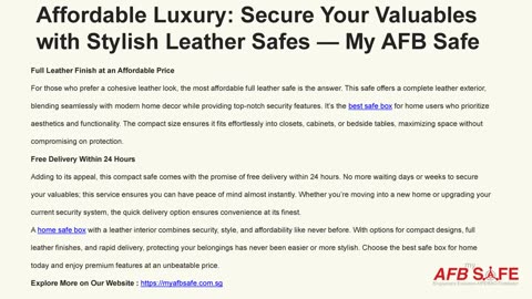 Affordable Luxury: Secure Your Valuables with Stylish Leather Safes — My AFB Safe