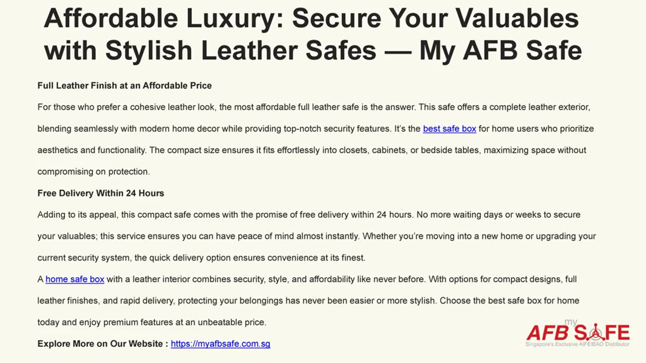 Affordable Luxury: Secure Your Valuables with Stylish Leather Safes — My AFB Safe