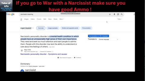 If you go to War with a Narcissist make sure you have good Ammo !