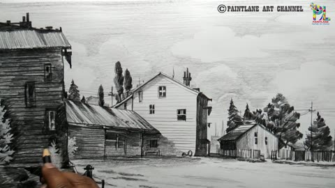 How to Draw Old Wooden House Street For Beginners _ Step by Step _ Shading