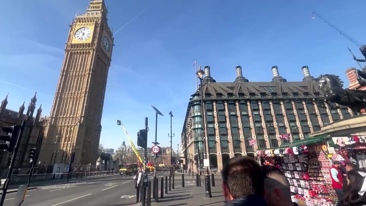 Protester climbs London's Big Ben clocktower with Palestinian flag
