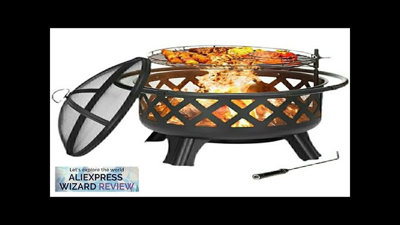 Fire Pit Outdoor Wood Burning Fire Pits Heating Large Steel BBQ Grill Review