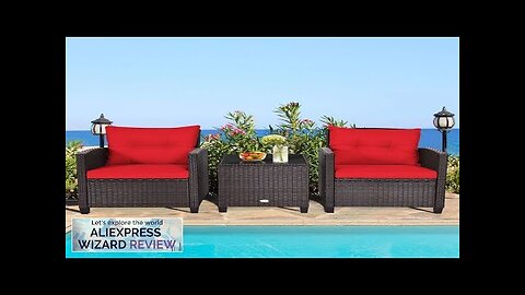 3 Pieces Patio Conversation Set Rattan Wicker Furniture Set Outdoor Bistro Set Review