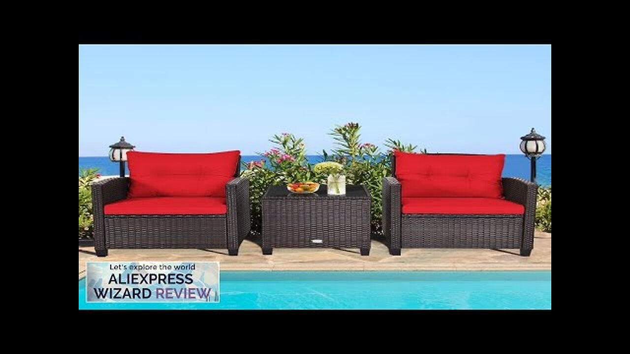 3 Pieces Patio Conversation Set Rattan Wicker Furniture Set Outdoor Bistro Set Review