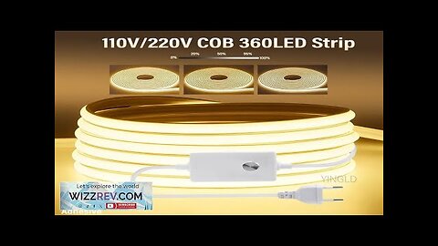 1M-50M 220V COB LED Strip dimmable 360LEDs/m EU Plug Kitchen Home Room Review