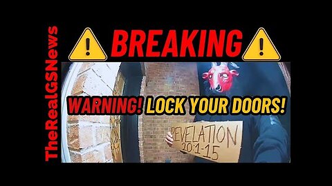 EMERGENCY ALERT!! "Stay AWAY" Man Wearing A DEMONIC MASK And Holding A Sign "Revelation 20-1-15"