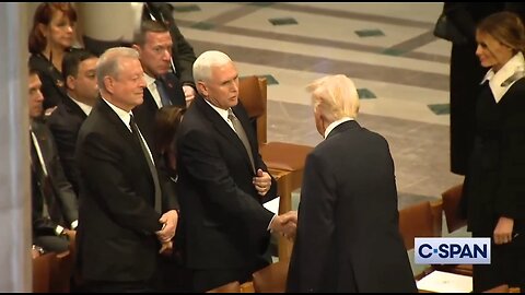 Trump and Mike Pence Shake Hands At Carter's Funeral Service