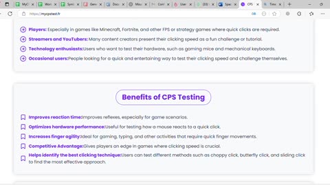 Testing Click Speed on MyCPSTest.fr (5-Second CPS Test)