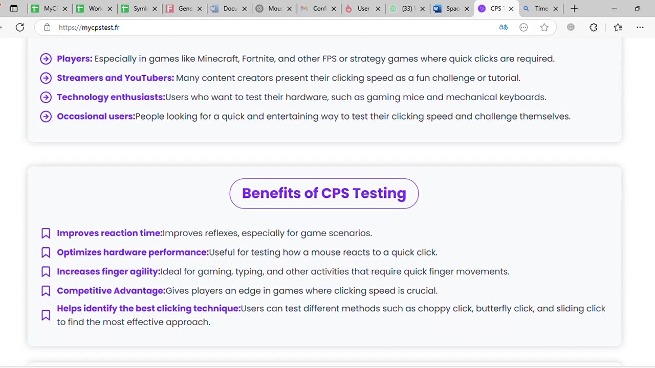 Testing Click Speed on MyCPSTest.fr (5-Second CPS Test)