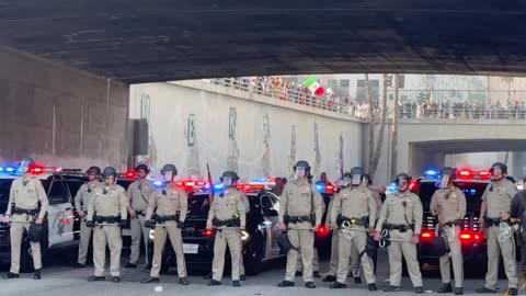 California Highway Patrol (CHP) announces unlawful assembly on 101 Freeway in