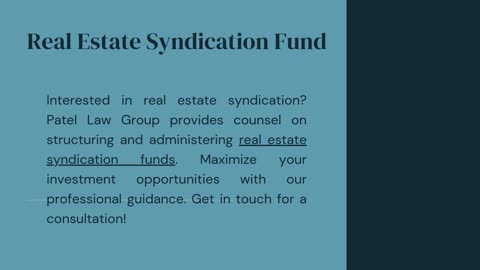 Real Estate Syndication Fund