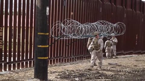 U.S. Marines reinforce southern border wall