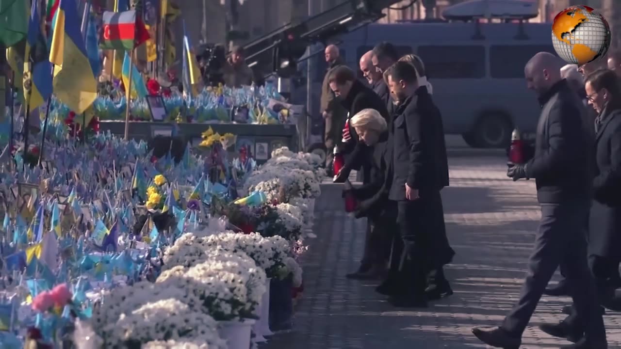 Zelenskyy and visiting leaders join Kyiv ceremony to mark third anniversary of Russian invasion