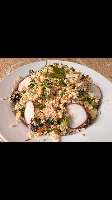 Cauliflower Couscous Salad with Almonds, Herbs, and Cherries