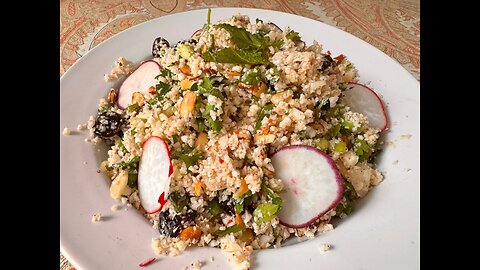 Cauliflower Couscous Salad with Almonds, Herbs, and Cherries