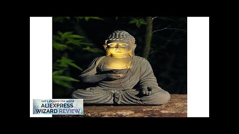 Resin Solar Buddha Statue Sculpture Garden Decor Light Zen Asian Japanese Garden Review