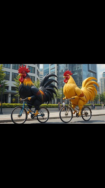 Roosters Riding Bicycle —Pedal Power Unleashed🐓🚴‍♀️🌟