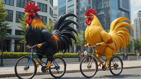 Roosters Riding Bicycle —Pedal Power Unleashed🐓🚴‍♀️🌟