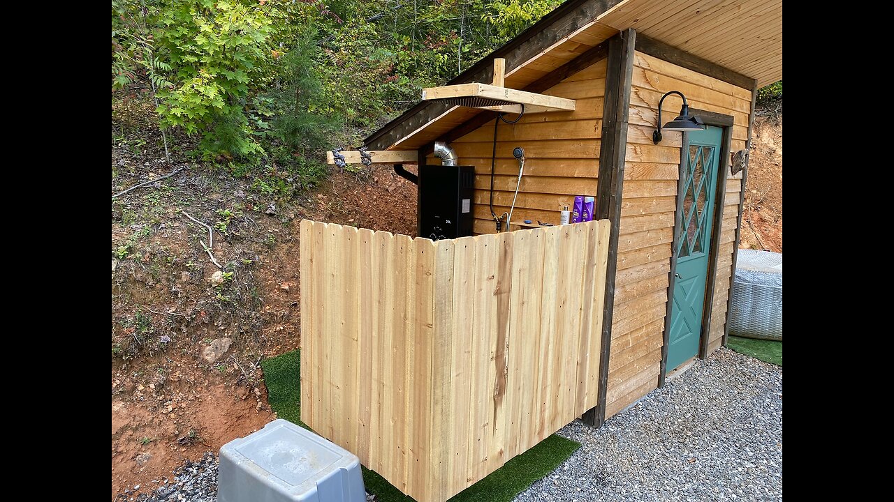 Outdoor off grid shower build. Most can only dream of having!