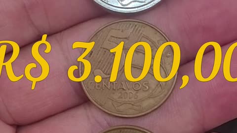 🔥Moedas valiosas e raras do Real ❗r$ 3.100,00 moedas valiosas de 5 centavos valores atualizados