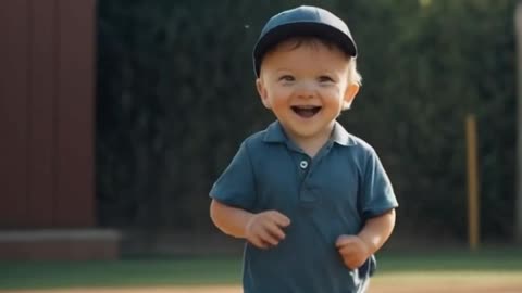 cute boy playing cricket