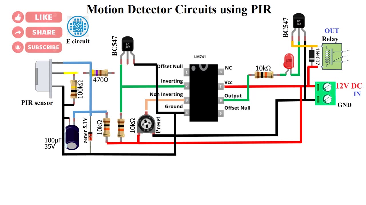 Motion Detector Circuits using PIR