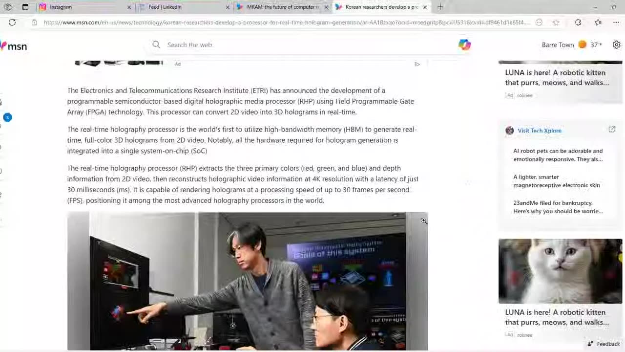 MRAM: the future of computer memory finally here? A processor for real-time hologram generation