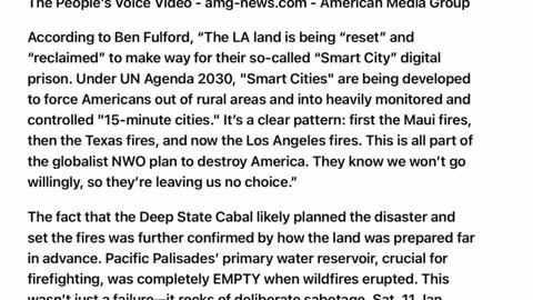 WTPN 1-12-25 - LA FIRES DELIBERATELY SET USING DEW WEAPONS TO CREATE A SMART CITY FOR POP. CONTROL