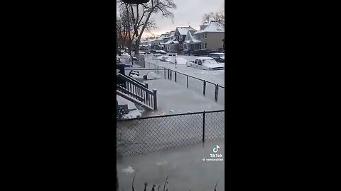 Neighborhood in Detroit flooded…and then froze.