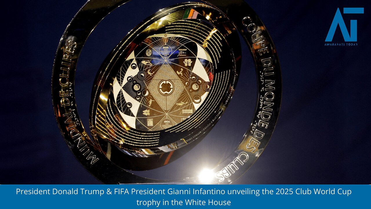 Donald Trump & FIFA President Gianni Infantino unveiling the 2025 Club World Cup trophy | Soccer