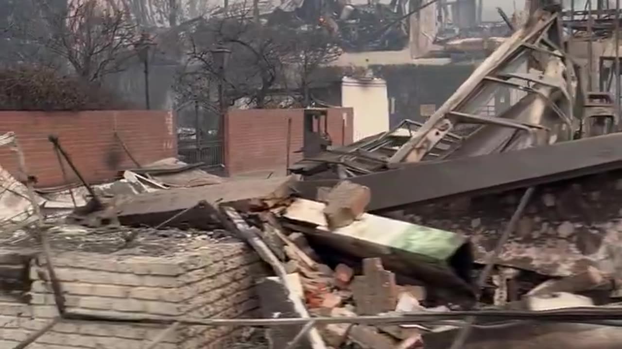 Footage shows devastation in Pacific Palisades after wildfire raged through the area